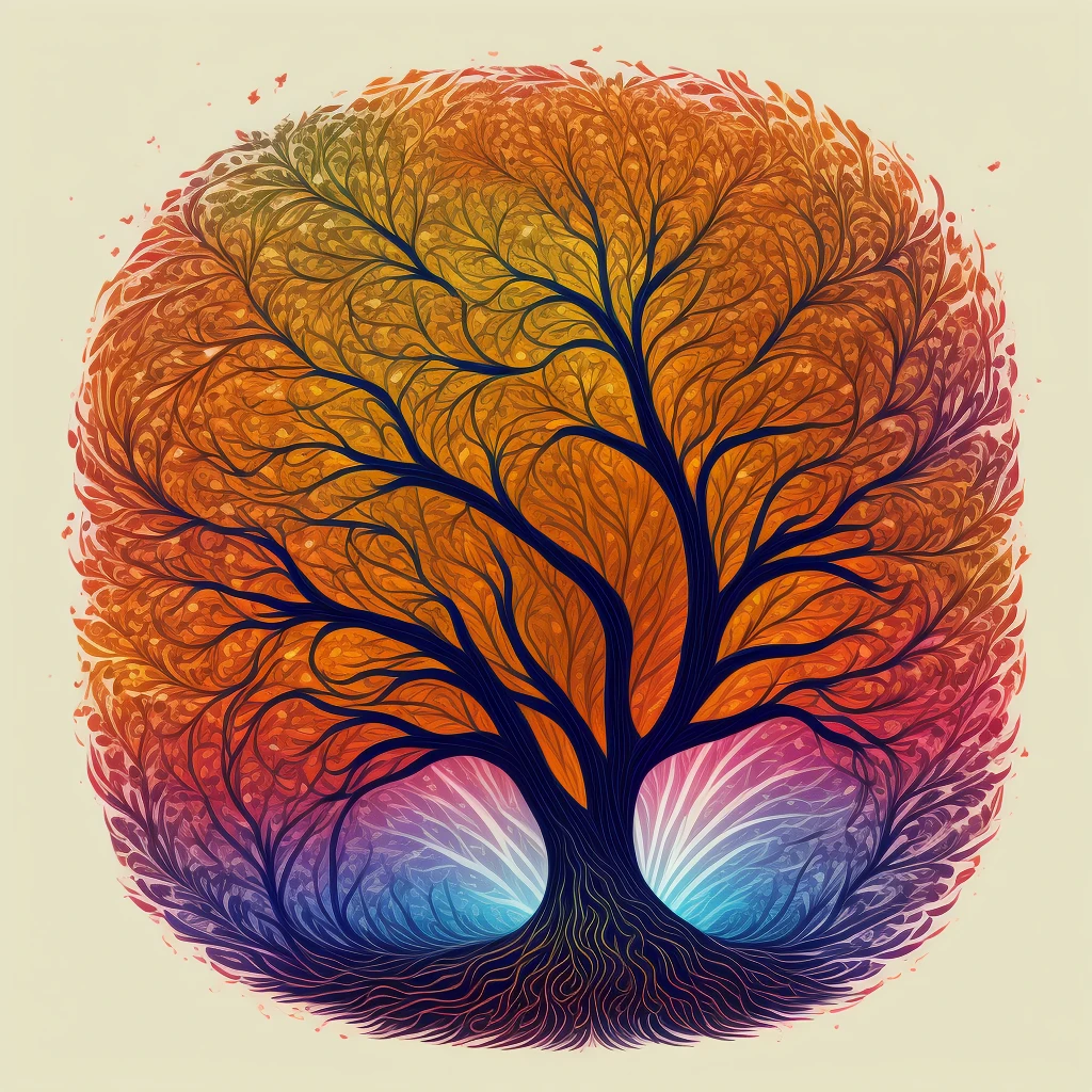 circular tree,four seasons,spring,summer,autumn,winter,leaves,roots,branches,trunk,ornate border,decorative,digital illustration,artwork,movement,time,swirling background,dark background,vibrant colors,natural,life cycle,growth,change,nature,life,peace,harmony,spirituality,symbolism,digital art,illustration,painting,graphic design,art,design,digital media,online art,visual art,fine art,fantasy