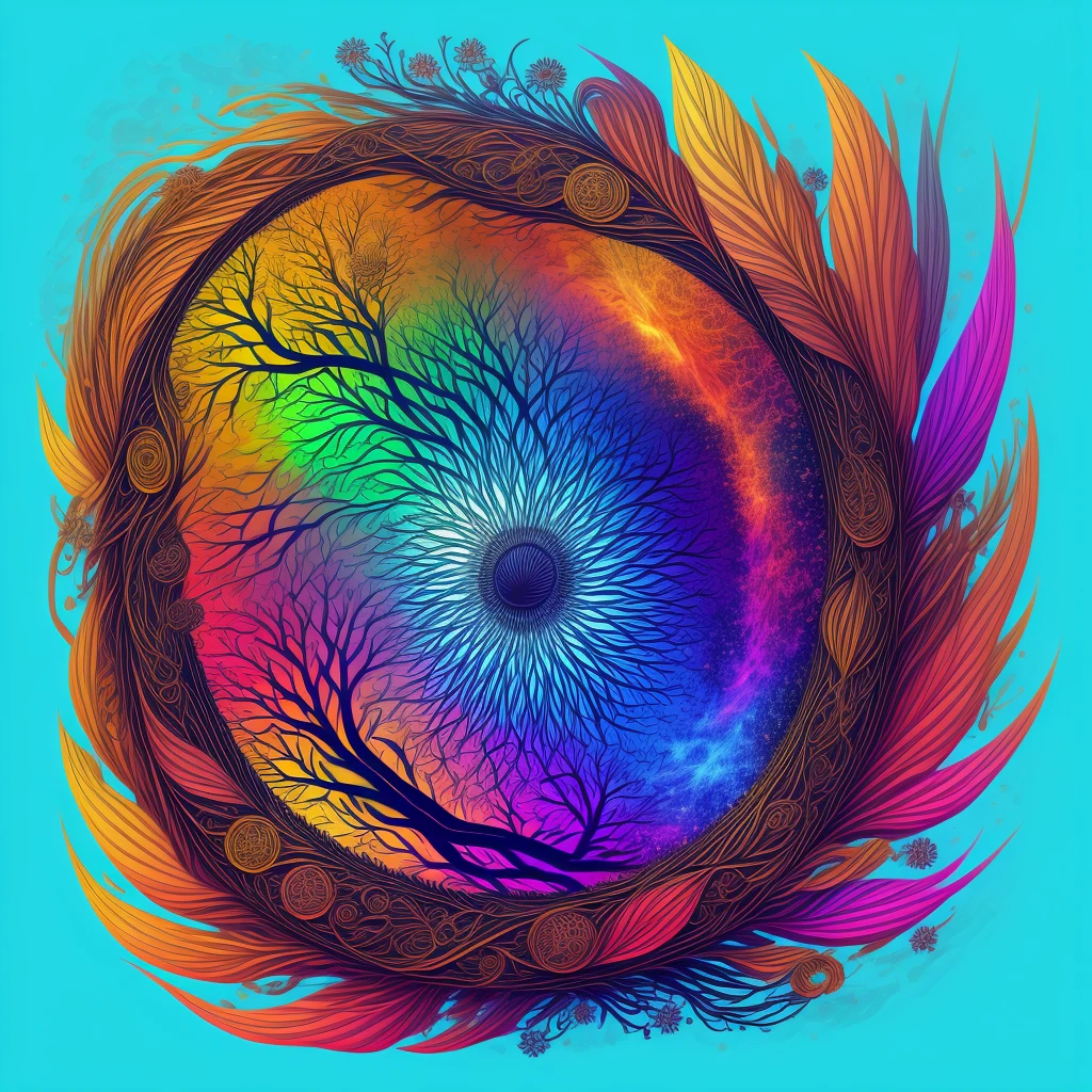 circular tree,four seasons,spring,summer,autumn,winter,leaves,roots,branches,trunk,ornate border,decorative,digital illustration,artwork,movement,time,swirling background,dark background,vibrant colors,natural,life cycle,growth,change,nature,life,peace,harmony,spirituality,symbolism,digital art,illustration,painting,graphic design,art,design,digital media,online art,visual art,fine art,fantasy