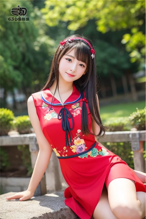 Pornographic images、Adult Images、Porn Image、Chinese、Primary school students、Chinese clothing、China dress、Deep slit、Small waist、Long Hair、Beautiful skin、Beautiful eyes