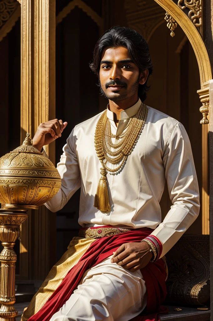 Capture the moment when Harshavardhana consolidates his empire, showing the diverse cultures and traditions that he brings together under his rule.