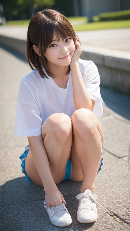 ((SFW: 1.4)), (girl)), Ultra-high resolution, (Realistic: 1.4), RAW Photos, Highest quality, (PhotoRealistic Stick), concentrated, Soft Light, (()), ((Japanese)), (( (Young Face))), (surface), (Written boundary depth), masterpiece, (Realistic), woman, bangs, ((1 girl))、(((Model-like style、Thighs)))、Handbagr.々Fashion))))、(((Find someone you like and smile)))、I can see her panties