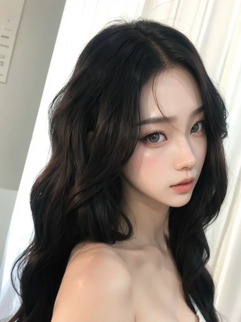 a beautiful korean girl with long red hair, detailed facial features, detailed eyes and lips, elegant female portrait, cinematic lighting, dramatic mood, vibrant colors, high quality, intricate details, photorealistic, digital art