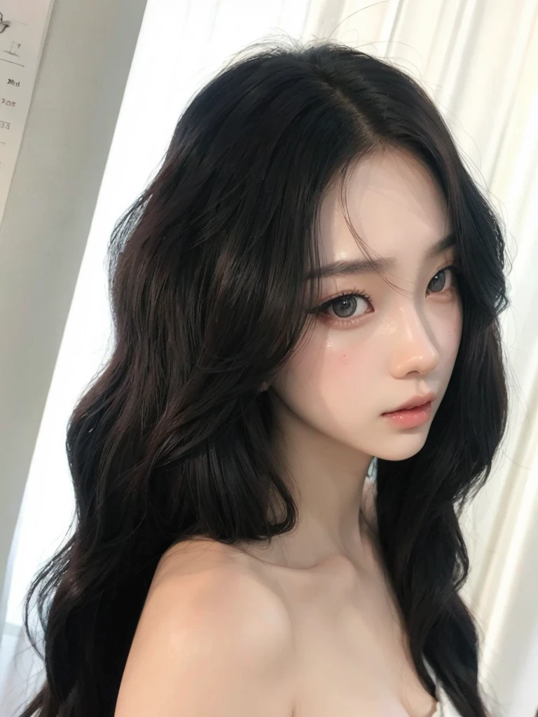 a beautiful korean girl with long red hair, detailed facial features, detailed eyes and lips, elegant female portrait, cinematic lighting, dramatic mood, vibrant colors, high quality, intricate details, photorealistic, digital art
