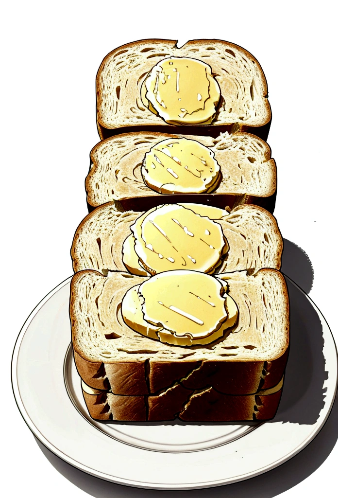 a slice of bread with butter on a white plate