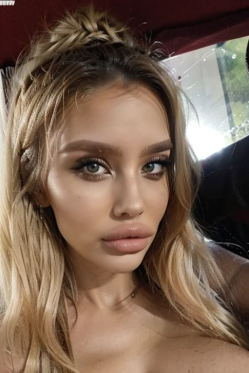 Closeup of 21 year old blonde bimbo, portrait, highly detailed face
