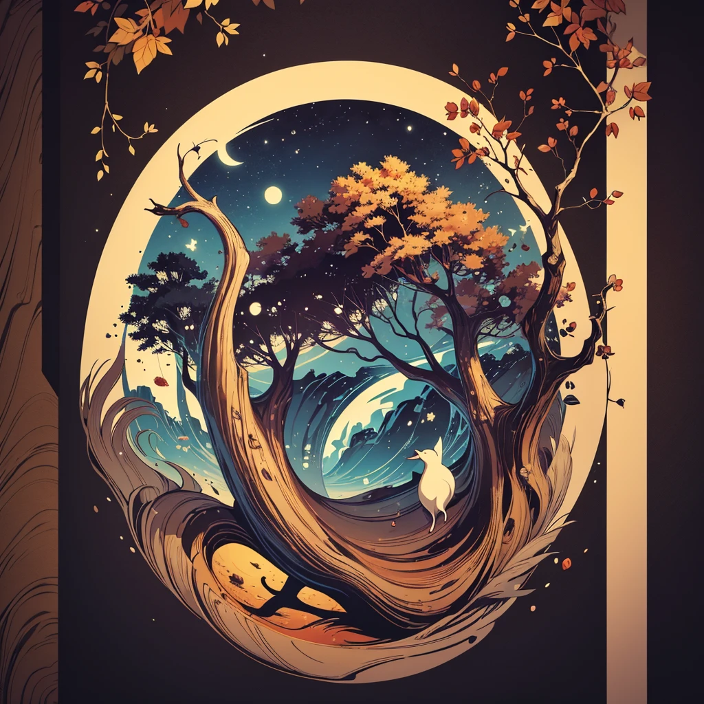 circular tree,four seasons,spring,summer,autumn,winter,leaves,roots,branches,trunk,ornate border,decorative,digital illustration,artwork,movement,time,swirling background,dark background,vibrant colors,natural,life cycle,growth,change,nature,life,peace,harmony,spirituality,symbolism,digital art,illustration,painting,graphic design,art,design,digital media,online art,visual art,fine art,fantasy