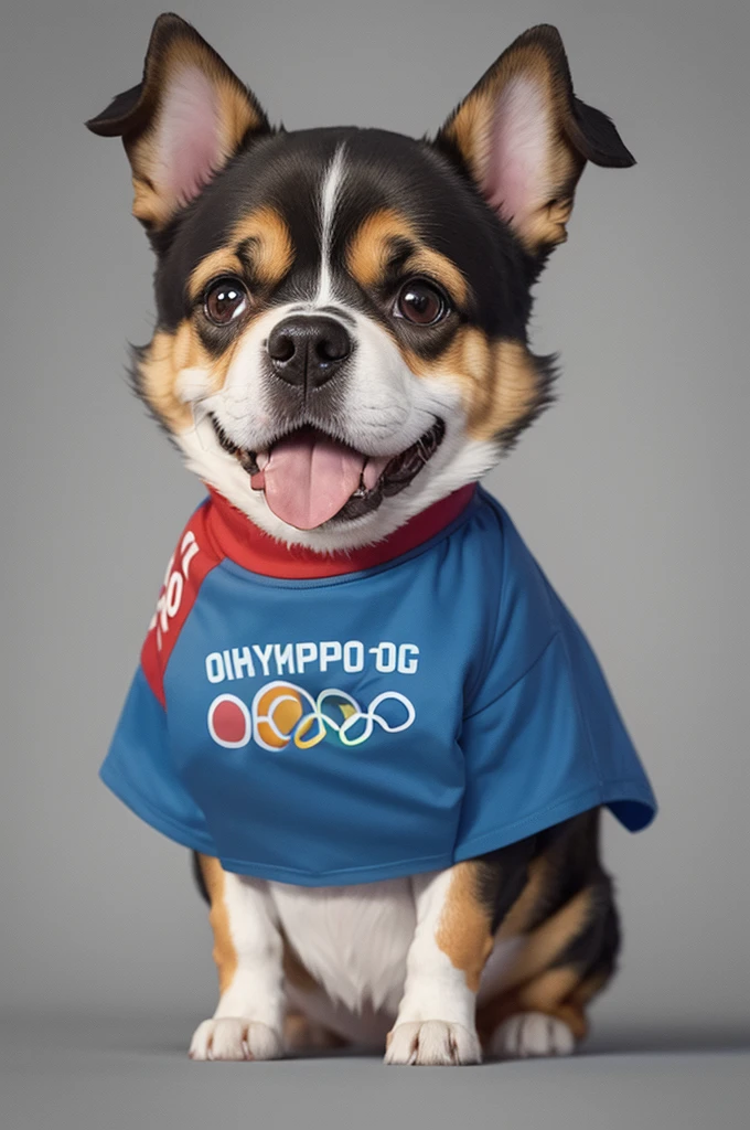 A cartoon drawing of a dog dressed in an Olympics shirt