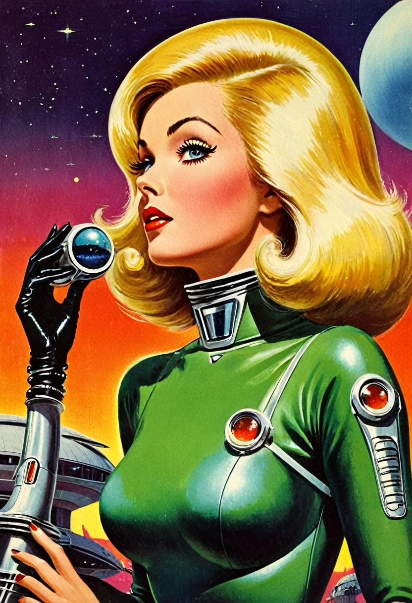 Retro futuristic, ((retro futurism)), ((Science fiction)), 1950s, (((1960s))), 1970s, (alien women),