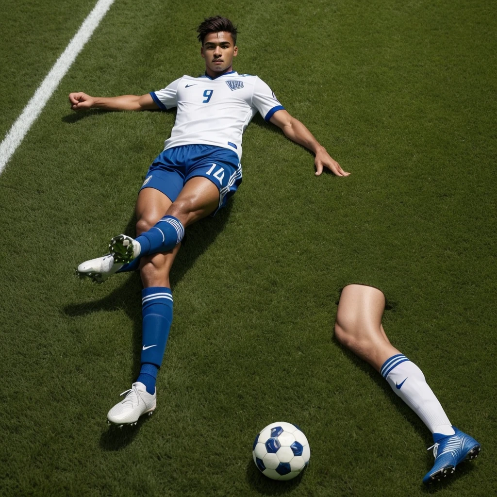 Novak djokovic, perfect face, detailed, speedo, hairy body, beard, beautiful eyes, full body, attractive male, sensual pose, reclining and showing his feet 👣, with Colby keller