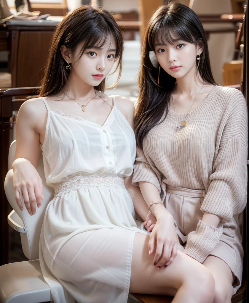 Practicalphotography,22 years old,portrait,whole body,Korean,(Mature:1.3),2. girl,美丽的girl,arrogant,Sitting on the big chair in the classroom,(necklace、earrings、bracelet:1.1),(Normal structure of hands and feet,Environmental details:1.3),(The original image、CG Unity、photography、Ultra-Practical details、Be focused、Delicate skin、4K、high resolution、masterpiece、best quality、Practical、Full of energy:1.2),(8K、4K、Ultra-high quality、high resolution、Main、Work、dramatic),Detailed background