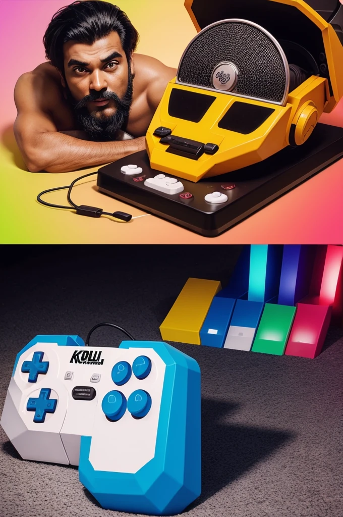 Design a logo with a meme page for 'Kodali Memes', featuring retro elements like pixel art, game controllers, and bold, vibrant colors. The name 'Kodali Memes' use axe image should be prominently displayed."