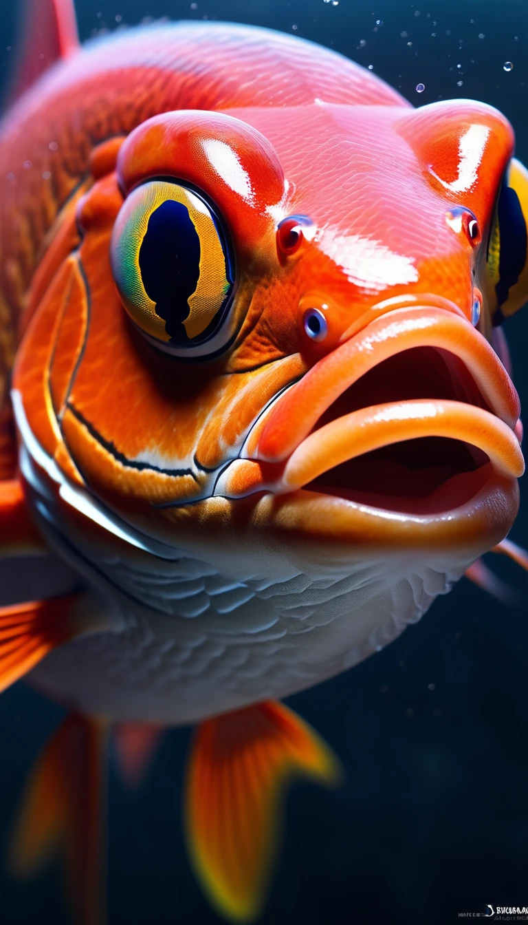 Panorama,河里有一种Mysterious Creatures:Red fish body,Fish head looks like a human face,Mysterious Creatures, shrike, (best quality,4K,8K,High level,masterpiece:1.2),Ultra Detailed,(lifelike,Photo real,Photo real:1.37),Highly detailed animals,Complex patterns,Realistic lighting,Fantasy Creatures