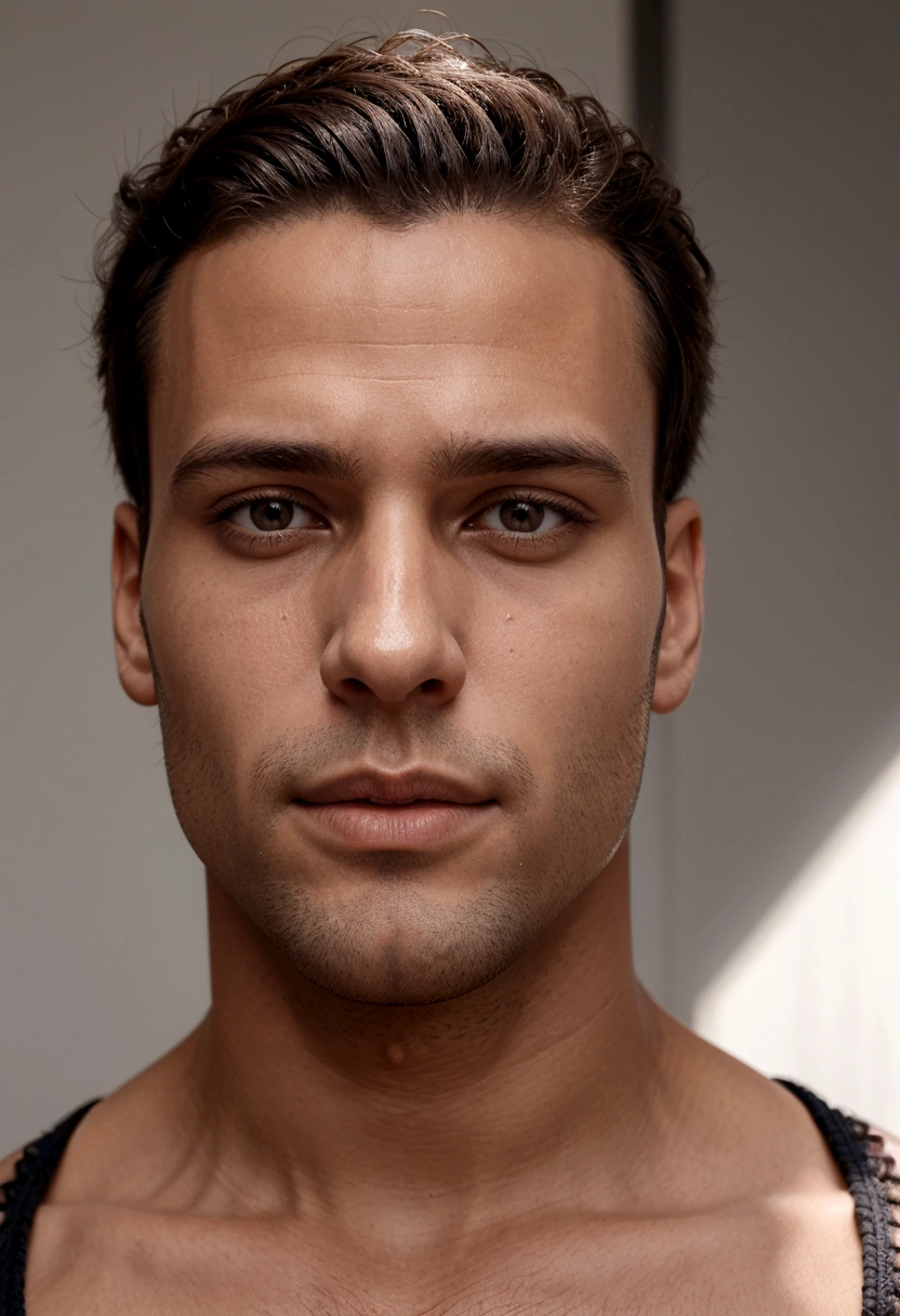 jeune homme métisse cheveux bouclé boucle d'oreille corp musclé 