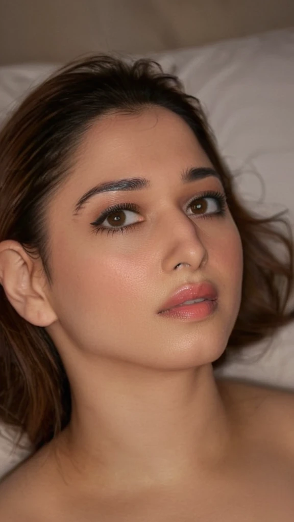 Moaning, Naked,Top down view, (((sexy breasts seen)))),nude woman in bed, looking up at viewer while he is fucking her, sexy expressions, moaning in pleasure, perfect eyes, sweat,no make up, nude, ready for orgasm, half body seen, just tired after fucking, highly detailed face, ((tamhwx woman)), beautiful eyes, vignette, 4k epic detailed, shot on kodak, 35mm photo, no focus, high budget, epic, gorgeous, film grain, grainy, (Raw photo:1.1), ((Full body Portrait)),free shaggy messy dense hair, ((tamhwx woman)) , (white, Minimalism but extremely beautiful:1.4), (intricate details, masterpiece, best quality:1.4) , looking at viewer, outdoors, day, highly detailed face, ((tamhwx woman)), beautiful black eyes, cute