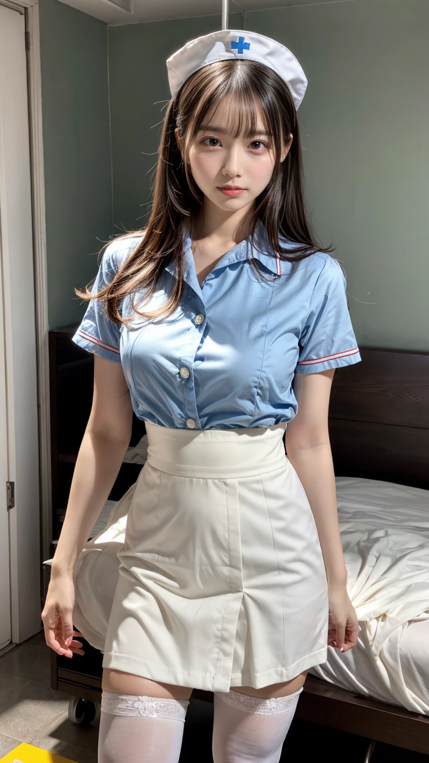 (masterpiece, Highest quality:1.2), 8k, Young and beautiful girl,Official AR RAW Photos, (Baby Face)、Big tits in clothes、Show me your ears、photo shoot, Cute Face, Thighs, After school classes, Looking at the audience、(Lure)、(smile:1.7)、(Round face:1.6)、, Film Grain, chromatic aberration, Sharp focus, Face Light, Bright lighting, 10 generations, Detailed face, Background blur、(18 year old high school girl:1.6)、Narrow waist、Sailor suit、cardigan、Navy blue mini skirt、(Lifting the skirt with one hand'hand of、Showing off her tiny white panties)、Spread your legs