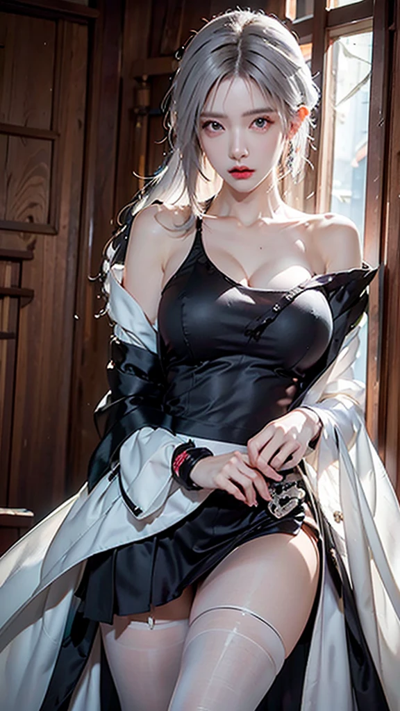 (Dramatic Digital Artwork:1.3) of,(Energetic:1.3) portrait of female (Snezanasakovic2:1.1) wearing a kimono, style-sylvamagic, fashion girl,CGSociety,artstation, Close-up of woman in white shirt and black stockings, seductive Tifa lockhart portrait, Tifa lockhart, Japanese goddess, Tifa lockheart, Tifa, anime girl cosplay, Charming anime girl, cosplay, White skin as pale as snow, glamorous Tifa lockheart, Albedo from Overlord, has black braids, Skydol knife