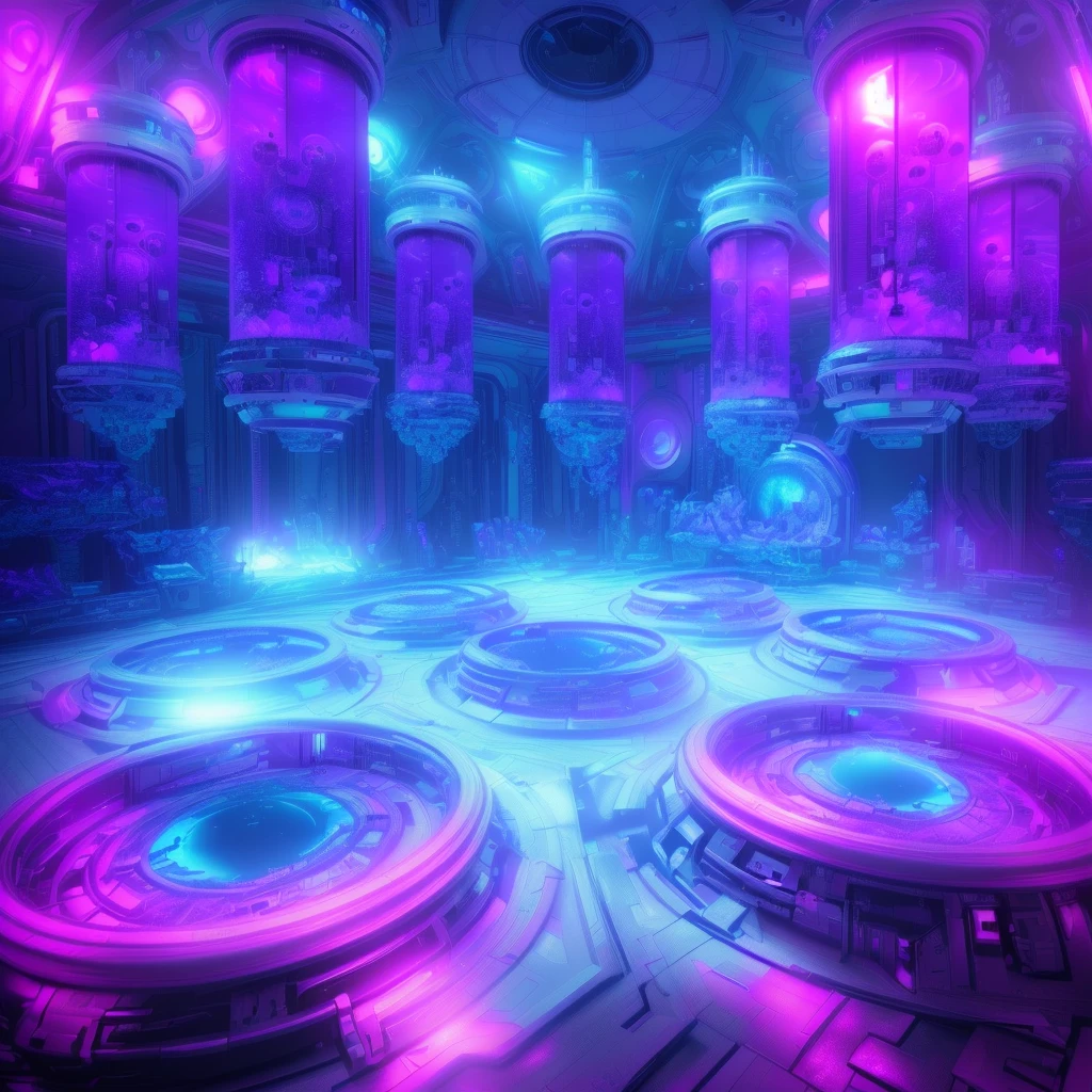 a close up of a room with purple lights and a circular ceiling, ornate cyberpunk interior, futuristic palace, futuristic setting, surreal sci fi set design, futuristic hall, futuristic government chambers, huge futuristic temple city, galactic temple, stuning fantasy 3 d render, exterior of scifi temple, sci fi setting, sci - fi interior, a crystalline room a close up of a futuristic room with a lot of lights, futuristic laboratory, futuristic cloning facility, futuristic chemistry lab, futuristic scientific laboratory, futuristic setting, surreal sci fi set design, in futuristic laboratory room, futuristic room, scifi room, futuristic room background, stood inside a futuristic lab, futuristic production facility, futuristic base, inside a futuristic army base
