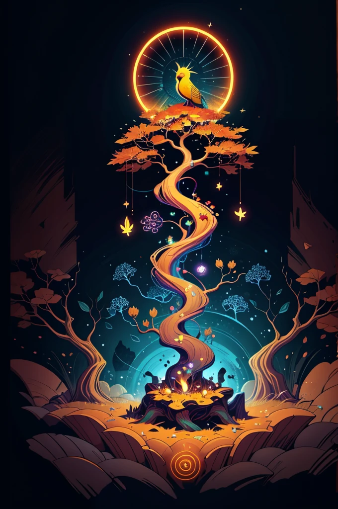 circular tree,four seasons,spring,summer,autumn,winter,leaves,roots,branches,trunk,ornate border,decorative,digital illustration,artwork,movement,time,swirling background,dark background,vibrant colors,natural,life cycle,growth,change,nature,life,peace,harmony,spirituality,symbolism,digital art,illustration,painting,graphic design,art,design,digital media,online art,visual art,fine art,fantasy