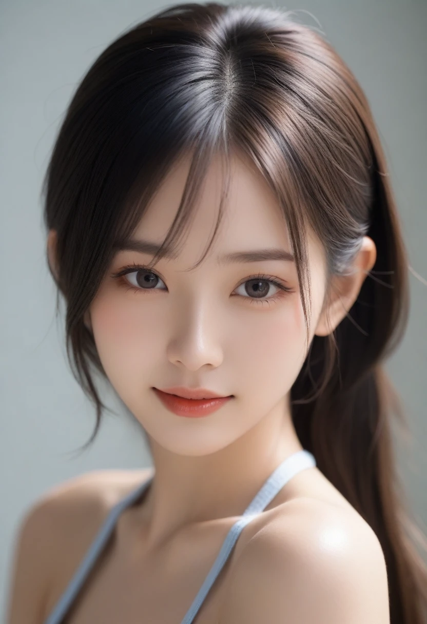 8K, Ultra-high resolution, Highest quality, masterpiece, 三分割法によるphotograph,Surreal, photograph, 1 Girl, (16 years old:1.3), pretty girl, Cute face, Beautiful eyes in every detail, 細かくdetailedに,masterpiece,, One Girl:1.2, Japan Female Announcer,whole body,sports gym,Bra Top,Skinny Shorts,Tight fit,A towel around his neck,Sweat is dripping from my chest,Refreshing sweat,Full of sex appeal、 Sensual,A carefree smile,Heal the heart,Black Hair,Bun Hair,Looking at the audience、beauty,Long neck、Laugh a little、Please close your mouth and laugh、(((Ideal body type))),A cup small breasts :2,、Portraiture:2、Perfect Anatomy、鮮明なdetailed、detailed、Surreal、Light and shadow,Strong light