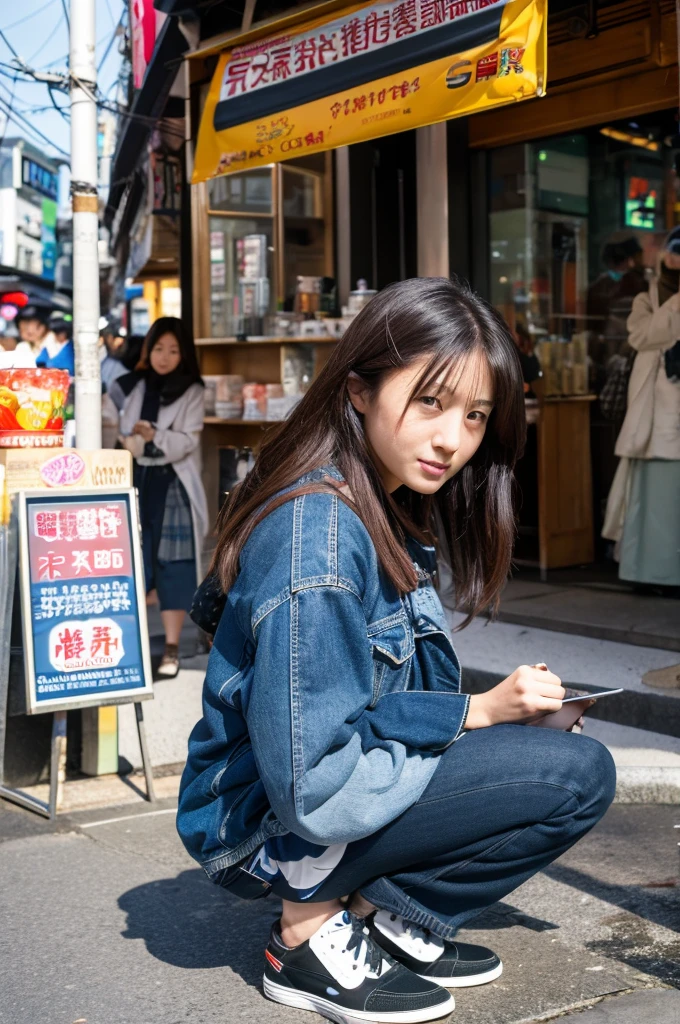 ((Highest quality)), ((masterpiece)), (detailed), Japanese,Street Corner,Beauty,OL,Tokyo