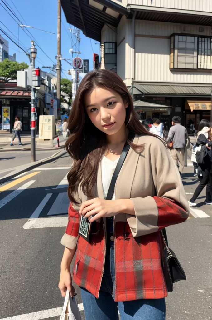 ((Highest quality)), ((masterpiece)), (detailed), Japanese,Street Corner,Beauty,OL,Tokyo