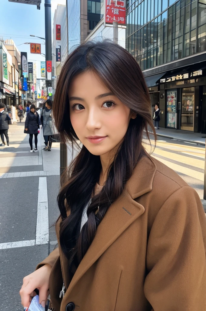 ((Highest quality)), ((masterpiece)), (detailed), Japanese,Street Corner,Beauty,OL,Tokyo