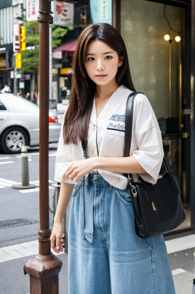 ((Highest quality)), ((masterpiece)), (detailed), Japanese,Street Corner,Beauty,OL,Tokyo