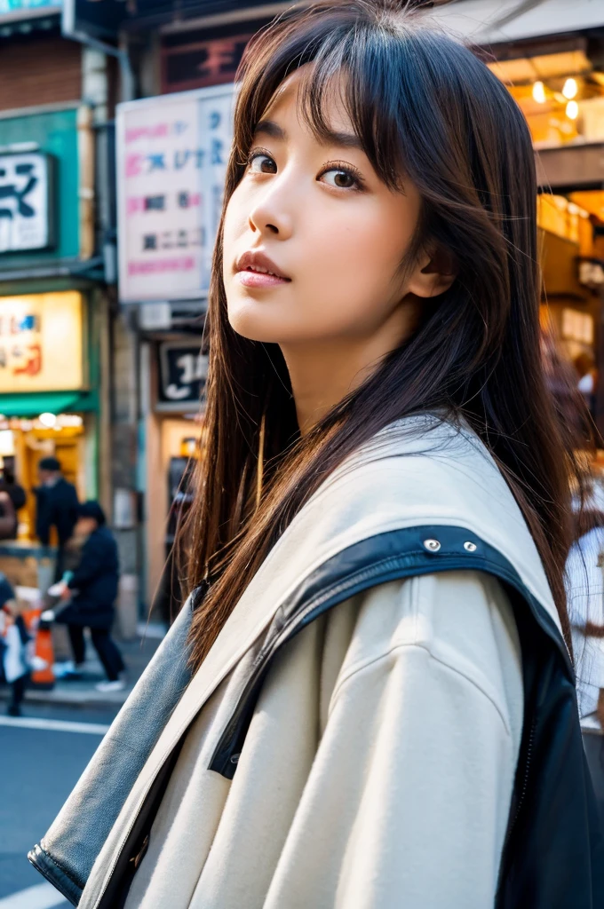 ((Highest quality)), ((masterpiece)), (detailed), Japanese,Street Corner,Beauty,OL,Tokyo