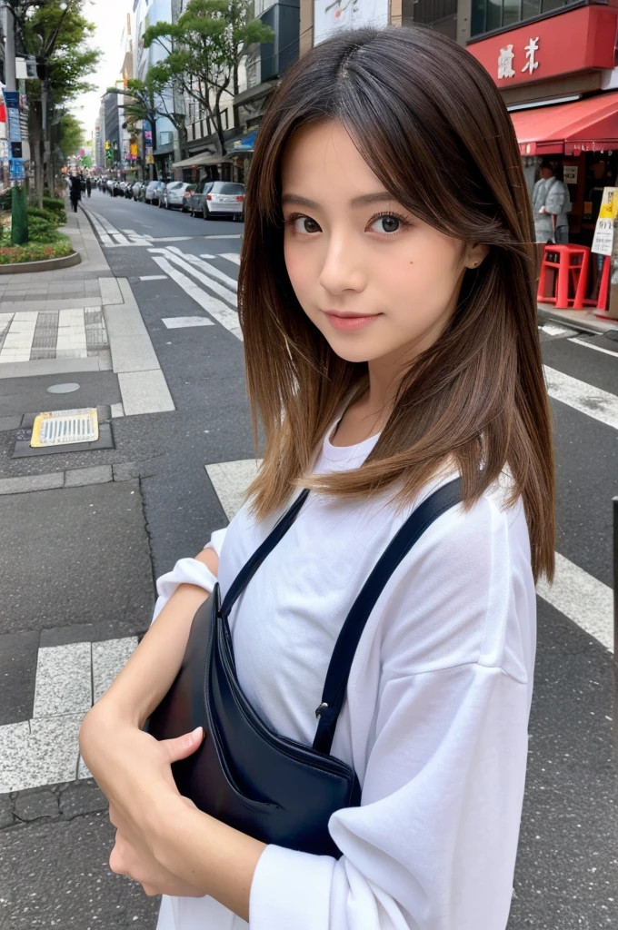 ((Highest quality)), ((masterpiece)), (detailed), Japanese,Street Corner,Beauty,OL,Tokyo