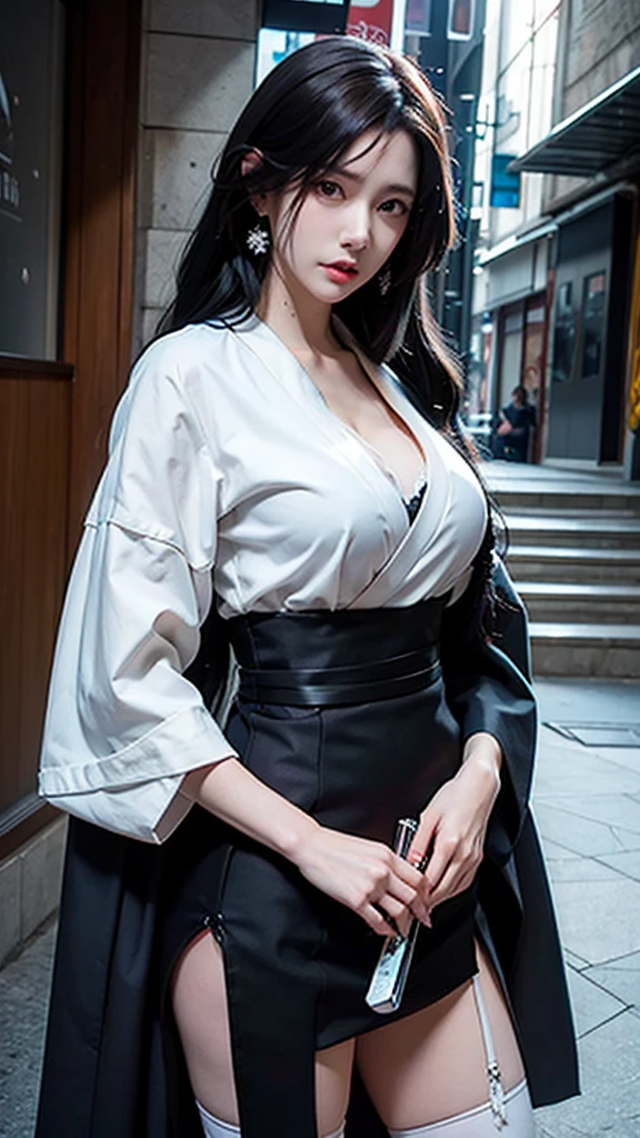(Dramatic Digital Artwork:1.3) of,(Energetic:1.3) portrait of female (Snezanasakovic2:1.1) wearing a kimono, style-sylvamagic, fashion girl,CGSociety,artstation, Close-up of woman in white shirt and black stockings, seductive Tifa lockhart portrait, Tifa lockhart, Japanese goddess, Tifa lockheart, Tifa, anime girl cosplay, Charming anime girl, cosplay, White skin as pale as snow, glamorous Tifa lockheart, Albedo from Overlord, has black braids, Skydol knife