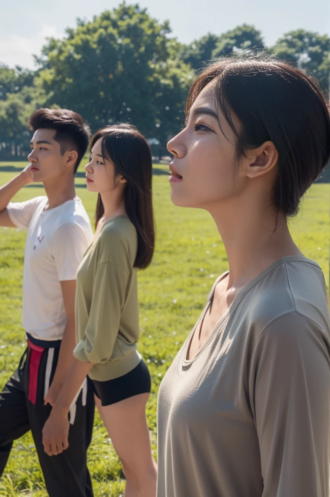a group of korean young men standing in three rows in a military salute, facing the national flag on a flagpole in a grassy field on a sunny morning, wearing colorful underwear, (best quality,4k,8k,highres,masterpiece:1.2),ultra-detailed,(realistic,photorealistic,photo-realistic:1.37),highly detailed faces, extremely detailed eyes and face, beautiful detailed expressions, dynamic poses, vibrant colors, natural lighting, cinematic composition, cinematic atmosphere, award winning photography