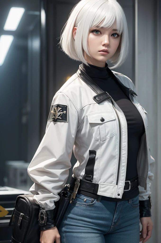 Free fire female character straight white hair with bangs
