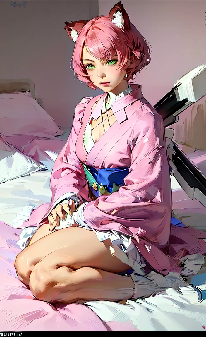 mulher de anime dormindo de cueca, Alisa Bosconovitch, best qualityer, contemporary, flat style, minimalism, Illustrates??the green-eyed plane, pink hair, shorth hair, multicolored wildly hair, black jersey, mechanical wings, Close-U head portrait, pointed chest, neckleace, super neckleace, medium breasts, tekken,pink hair pastel, 1 girl, in kimono, hand painted,Colorless line drawing, pastel yandere colorful, tekken, Garota super fofa de pink hair com maquiagem gótica ao lado, with maid outfit,slender figure,chunky,He sat on the floor,Dressed in pink and white maid outfits,Very Shorthair,with cat ears,quadratic element,, pink kawaii in 1910 era clothing, Alisa Bosconovich's pink lips, no style da soft core palette aurorapunk, an anime illustration of your face, animated gifs, hand drawn animation, charming sketches, smooth and shiny, hazy romanticism, Superflat style, white background - ar 1:1 - niji 5 - expressive style --s 50 , pink kawaii in the 1920s clothing eraPink eagles, wearing a bright white shirt, no style da soft core palette aurorapunk, an anime illustration of your face, animated gifs, hand drawn animation, charming sketches, smooth and shiny, hazy romanticism, Superflat style, white background - ar 1:1 - niji 5 - expressive style --s 50, absurdrez, highres, ultra detailed, (1 girl:1.3), break , Design an image featuring beautiful calligraphy