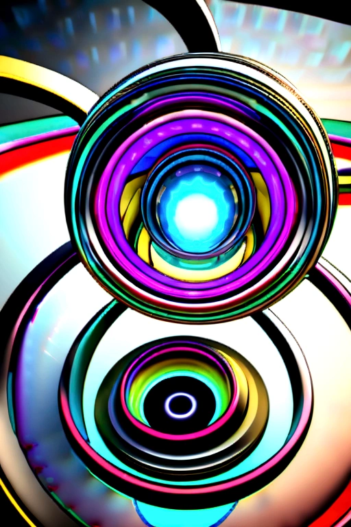 Multiple color glass spheres floating inside of box ,perspective, 3D ,digital art.