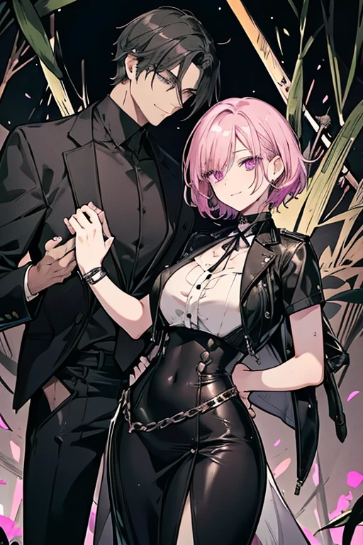 source_anime, rating_explicit, score_9, score_8_up, score_7_up, black_hair, goth, gothic, short_hair, looking at viewer, crop top, skirt, thighhighs, black clotges, goth girl, ikuchan, 2boys, mmf, standing side by side, faceless male, ), muscular male, ((size difference)), clothed, gyaru fashion, breast grab, cuckold pov, ((netorare)), ((ntr)), cuck, cuckolding, ((light skinned male)), ((cuck)), ((bleached)), ((wmaf)), white male Asian female 