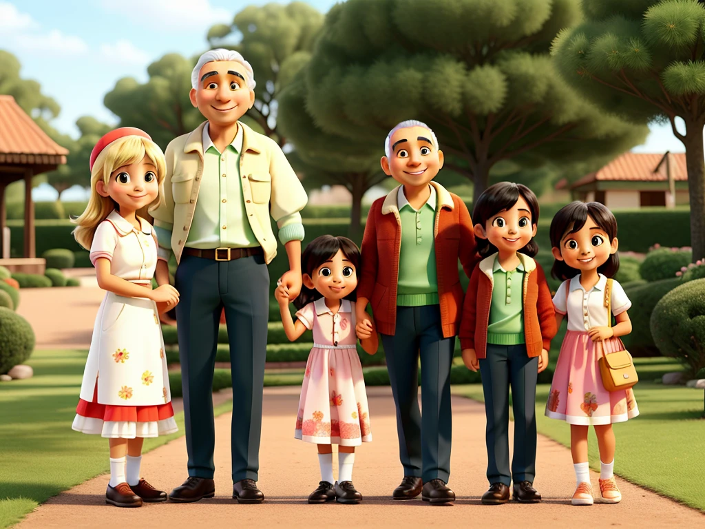 happy family, cheerfulness, Baba, mami, daughter, background jardim