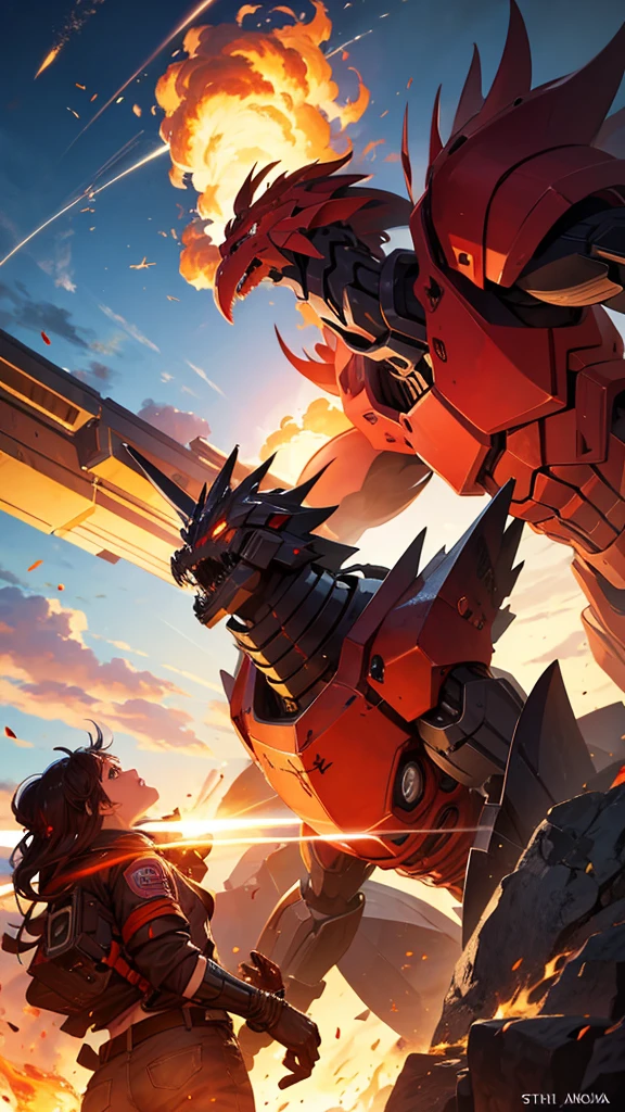 Giant robot vs. giant fire-breathing monster