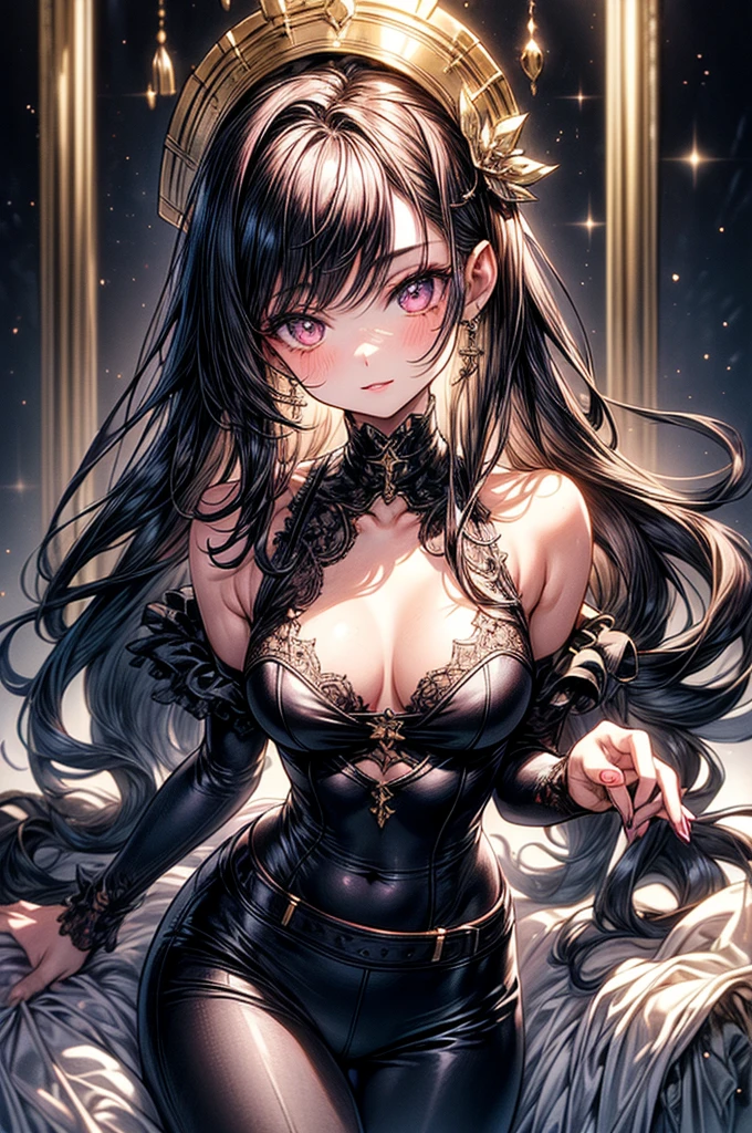 ((highest quality)),(ultra high resolution),(Super detailed),(detailed description),((best CG)),(best work of art),super precision art, great drawing art,(Art with precise details:1.5), (ung girl:1.5), beautiful and well-shaped face:1.5,(Beautiful skin with precise and detailed depiction:1.6),(sleeveless halter neck crop shirt, knee length gym shorts ),gorgeous, masterpiece, best quality, high-resolution, finely detailed, extremely detailed and beautiful, distinct-image, 1 girl, 16 year old teen, solo, sharp facial features, oval shaped face. cherry pink lips, lightly tanned white skin. velvet-colored eyes, C-cup breasts, tall height(175cm), slim yet chiseled body type, short shoulder length dark violet-black hair, small narrow waist, long and slender legs, curvy wide hips, elegant gothic courtyard setting