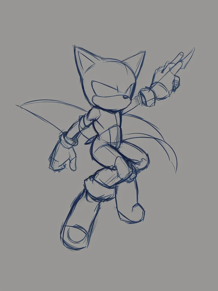 male, mobian, ((Sketch Anime Pose)), Sketch base, base, flying, blank background
