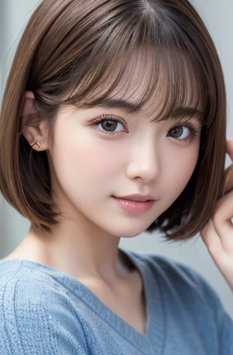 masterpiece:1.3), (8K, Realistic, RAW Photos, Best image quality: 1.4), Japanese women、Baby Face、(Random Hairstyles:1.2)、Highly detailed face、Attention to detail、double eyelid、Beautiful woman:1.4、Light brown hair、Highest quality、masterpiece、Ultra-high resolution、(Realistic:1.4)、Smile with professional lighting and attention to detail、Loose、thin、short hair、Deadly position、Full body image、 town、