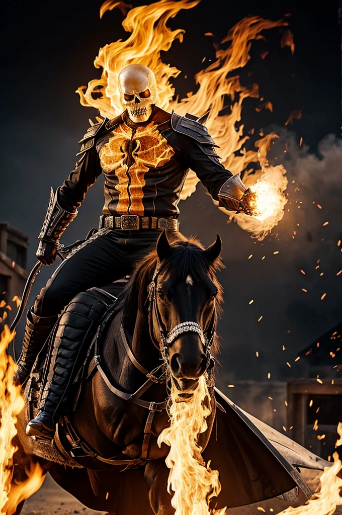 Ghost rider against the black charro