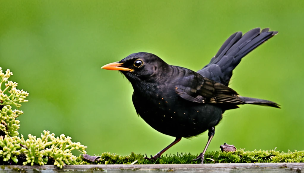 a peeping blackbird