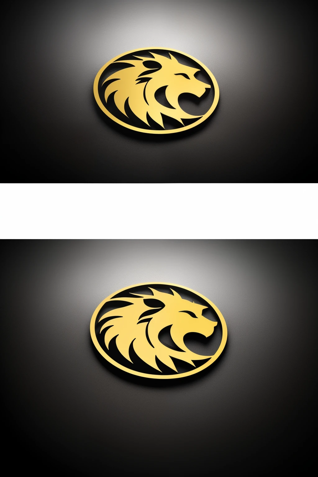 Make a simple and simple Golden Lion Logo that only shows the head from the side and the background is only black
