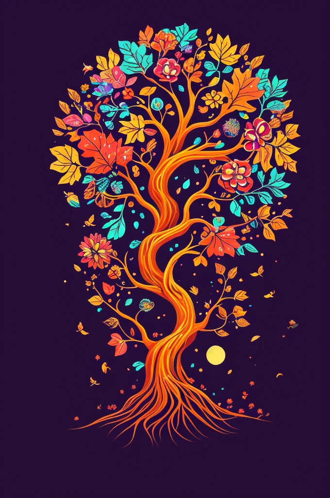 circular tree,four seasons,spring,summer,autumn,winter,leaves,roots,branches,trunk,ornate border,decorative,digital illustration,artwork,movement,time,swirling background,dark background,vibrant colors,natural,life cycle,growth,change,nature,life,peace,harmony,spirituality,symbolism,digital art,illustration,painting,graphic design,art,design,digital media,online art,visual art,fine art,fantasy