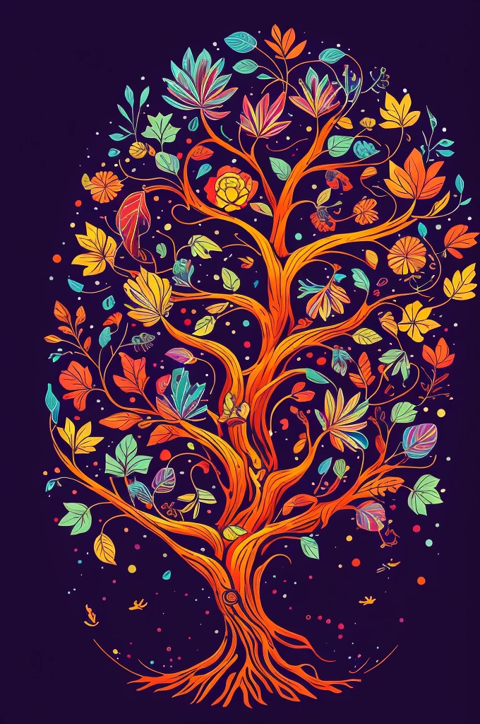 circular tree,four seasons,spring,summer,autumn,winter,leaves,roots,branches,trunk,ornate border,decorative,digital illustration,artwork,movement,time,swirling background,dark background,vibrant colors,natural,life cycle,growth,change,nature,life,peace,harmony,spirituality,symbolism,digital art,illustration,painting,graphic design,art,design,digital media,online art,visual art,fine art,fantasy