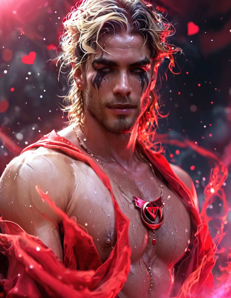 God like man, rugged but wears makeup, gay, Jesus, full of love, sexy, cult leader
