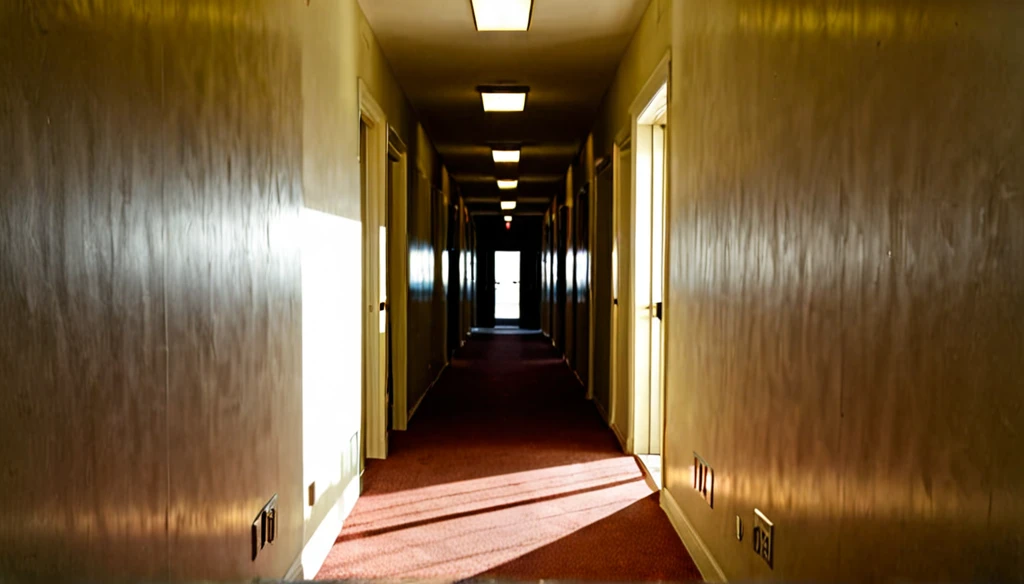 a shadow passing through a hallway