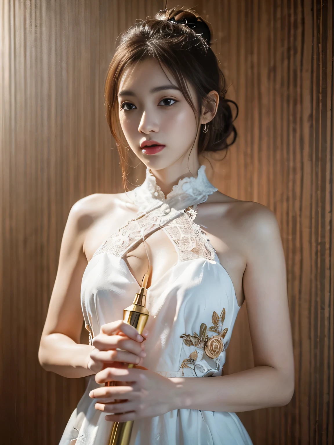 ((((Highest quality))))、(((Ultra high precision wallpaper CG16K)))、(((Masterpiece)))、(((Awesome details)))、(((Extreme details)))、1population'woman、mature woman、24-year-old woman、((Japanese face))、((Very beautiful face))、((Aimi Higa:1.5))、((semi-long straight hair:1.3、smooth, blunt))、(shiny brown hair)、Beautiful delicate eyes、brown eyes、Raise your eyebrows.、high nose、small nose、small mouth、seductive lips、beautiful breasts、((Breast size C cup))、rift、plump body、(Fat body type)、perfect proportions、perfect anatomy、perfect composition、Beautiful detailed shading、beautiful natural light、Beautiful details glow、Depth of edge written area、(((High Chroma)))、(((True:1.9)))、((bright:1.5))、((edge:1.6))、((Beautiful skin))、((skin texture))、((Trueな皮膚感))、(((Cowboy Shot、thigh:1.5)))、((View from the front:1.5))、((shy smile:1.5))、(The eyes that look at me:1.5)、daytime coast、bright sunlight、natural light、(((background_beach:1.3)))、(Standing position:1.5)、(((O-ring slingshot swimsuit_white clothes:1.6)))、((earring、wearing necklace:1.3))、