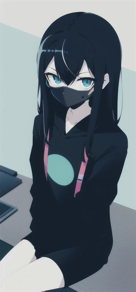 
ANIME FRIENDLY LOOKING female BUSINESS CHARACTER WHO IS WEARING A BLACK FACE MASK, A BLUE HOODIE. HE IS SITTING BEHIND HIS LAPTOP IN HIS OFFICE, ARMS ON HIS DESK. IT IS NIGHT. THE ROOM HAS VOLUMETRIC LIGHTING. HE IS FRONT FACING TO THE CAMERA, LOOKING STRAIGHT AND CENTERED, CENTRAL PORTRAIT, SITTING STRAIGHT, FRONT VIEW, CENTERED LOOKING STRAIGHT. THE OVERALL AMBIANCE OF THE IMAGE SHOULD CONVEY A CONNECTION TO MINIMALISM, FLAT ILLUSTRATION, BOLD LINE, MINIMALISM, SIMPLIFIED, GOUACHE ILLUSTRATION. 8K RESOLUTION neon
---