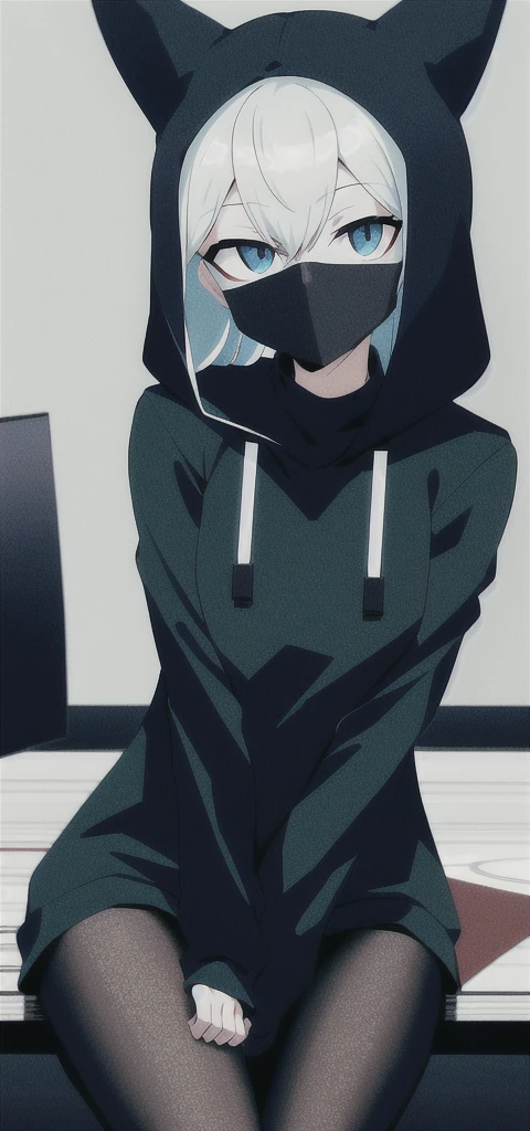 
ANIME FRIENDLY LOOKING female BUSINESS CHARACTER WHO IS WEARING A BLACK FACE MASK, A BLUE HOODIE. HE IS SITTING BEHIND HIS LAPTOP IN HIS OFFICE, ARMS ON HIS DESK. IT IS NIGHT. THE ROOM HAS VOLUMETRIC LIGHTING. HE IS FRONT FACING TO THE CAMERA, LOOKING STRAIGHT AND CENTERED, CENTRAL PORTRAIT, SITTING STRAIGHT, FRONT VIEW, CENTERED LOOKING STRAIGHT. THE OVERALL AMBIANCE OF THE IMAGE SHOULD CONVEY A CONNECTION TO MINIMALISM, FLAT ILLUSTRATION, BOLD LINE, MINIMALISM, SIMPLIFIED, GOUACHE ILLUSTRATION. 8K RESOLUTION neon
---